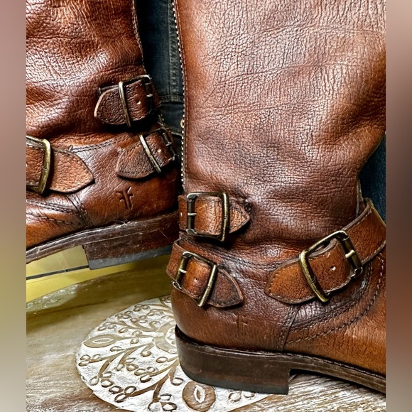 EUC Frye “Veronica” Backzip Leather Boots with Buckles and Snap Details Size 7.5 - Picture 9 of 14
